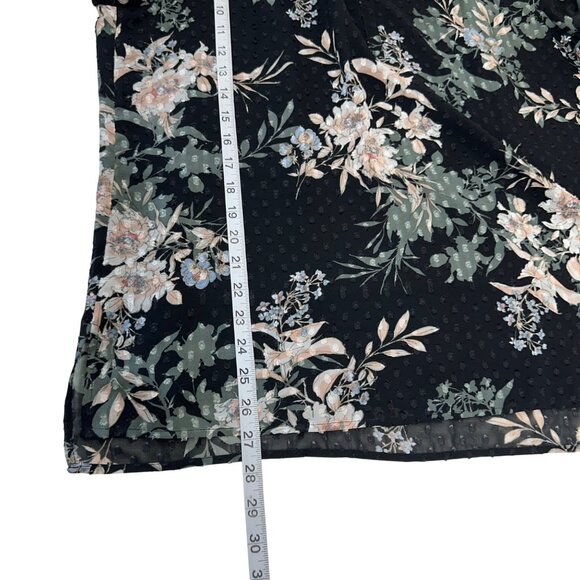 Daniel Rainn Black Floral Long-Sleeve V-Neck Tunic Blouse Women Size XL Pullover - Picture 6 of 15